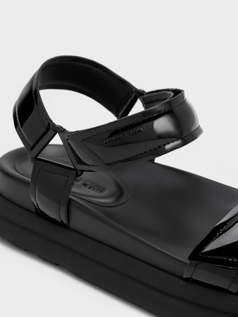 Sandale cu Platforma Charles & Keith Lacuita Cu Bretele Sports Negrii | 596ZHFABY