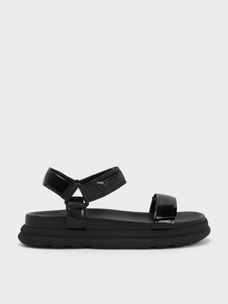 Sandale cu Platforma Charles & Keith Lacuita Cu Bretele Sports Negrii | 596ZHFABY