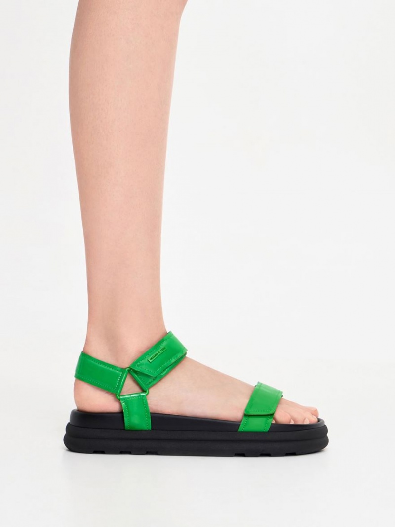 Sandale cu Platforma Charles & Keith Lacuita Cu Bretele Sports Verzi | 563HBOQJE
