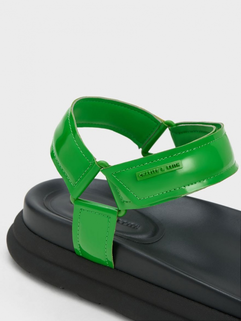 Sandale cu Platforma Charles & Keith Lacuita Cu Bretele Sports Verzi | 563HBOQJE