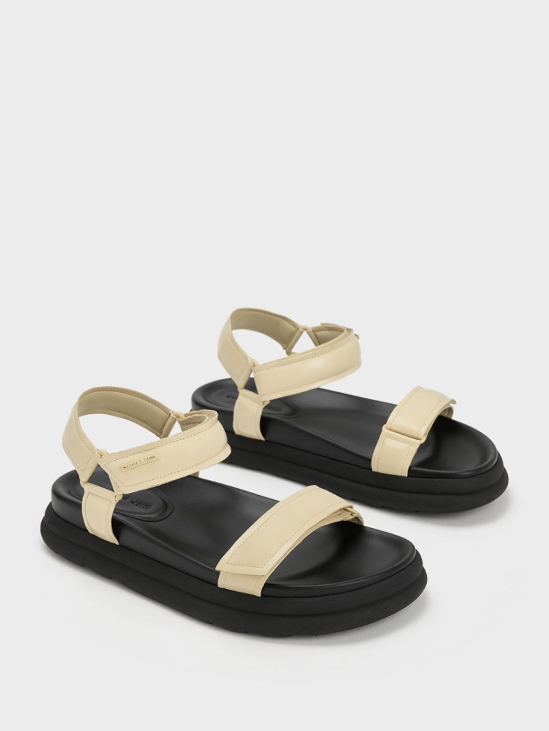 Sandale cu Platforma Charles & Keith Lacuita Cu Bretele Sports Galbeni | 196RSKNZO