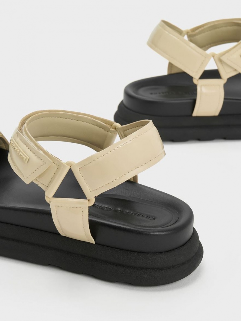 Sandale cu Platforma Charles & Keith Lacuita Cu Bretele Sports Galbeni | 196RSKNZO