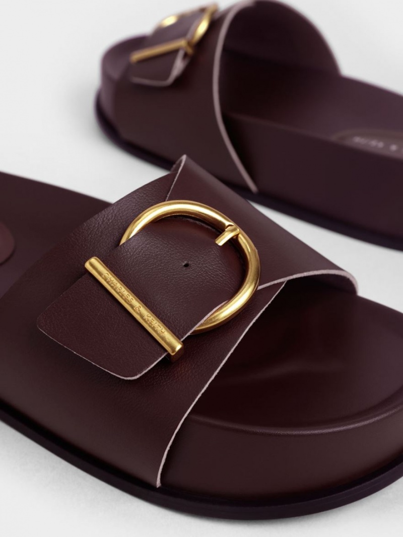 Sandale cu Platforma Charles & Keith Metallic Cu Catarama Maro | 864OHQYTX