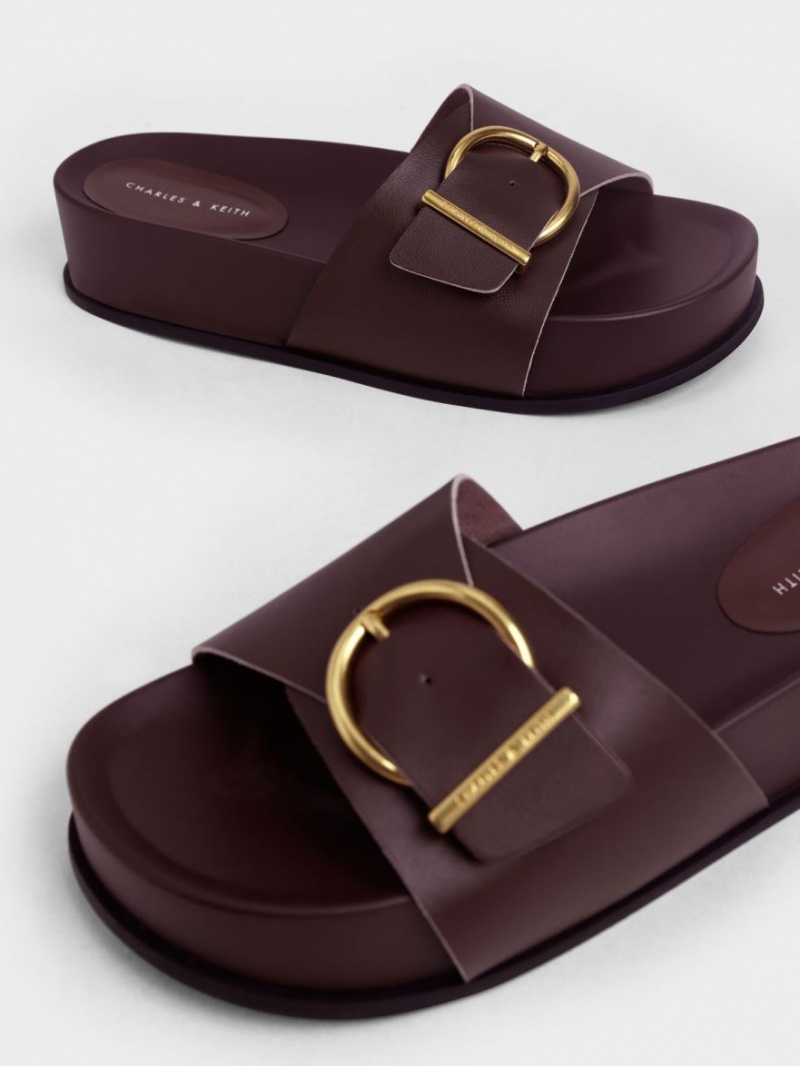 Sandale cu Platforma Charles & Keith Metallic Cu Catarama Maro | 864OHQYTX
