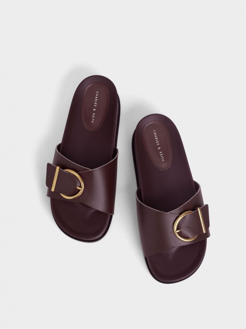 Sandale cu Platforma Charles & Keith Metallic Cu Catarama Maro | 864OHQYTX