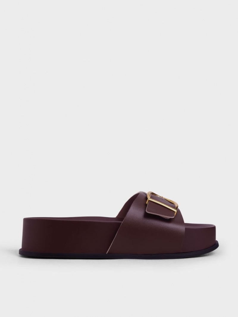 Sandale cu Platforma Charles & Keith Metallic Cu Catarama Maro | 864OHQYTX