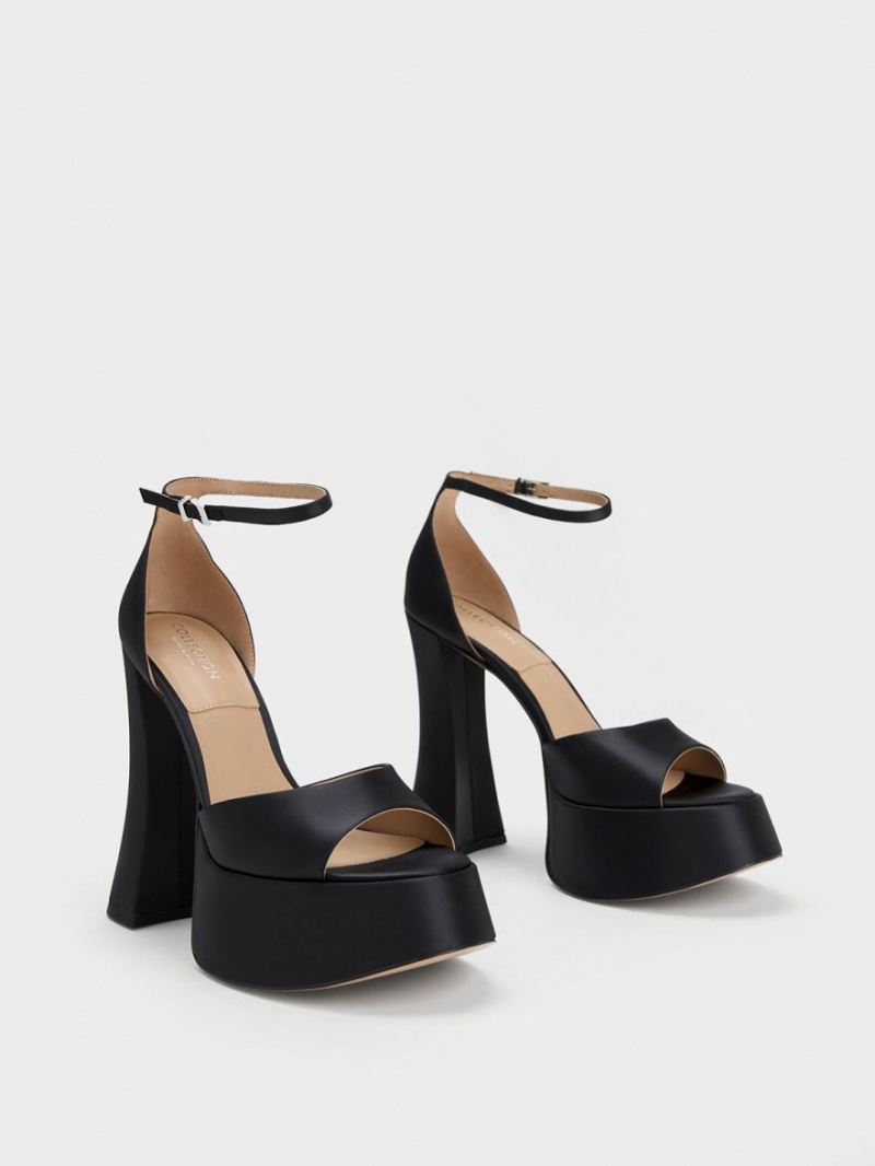 Sandale cu Platforma Charles & Keith Michelle Recycled Polyester Negrii | 587CXSUBQ