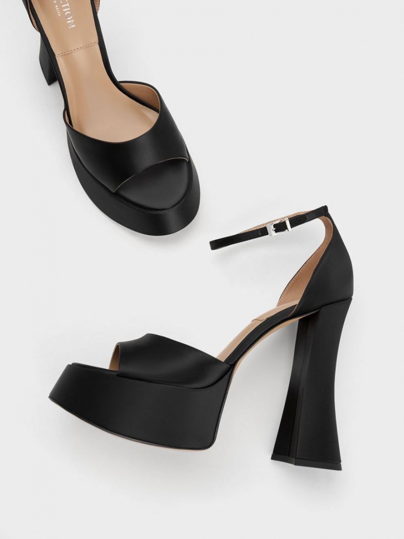 Sandale cu Platforma Charles & Keith Michelle Recycled Polyester Negrii | 587CXSUBQ