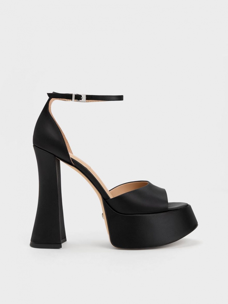 Sandale cu Platforma Charles & Keith Michelle Recycled Polyester Negrii | 587CXSUBQ