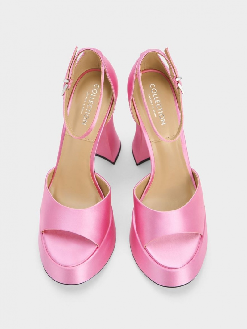 Sandale cu Platforma Charles & Keith Michelle Recycled Polyester Roz | 478ENXSIT