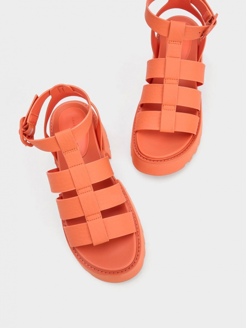 Sandale cu Platforma Charles & Keith Nadine Gladiator Portocalii | 049QASPOV