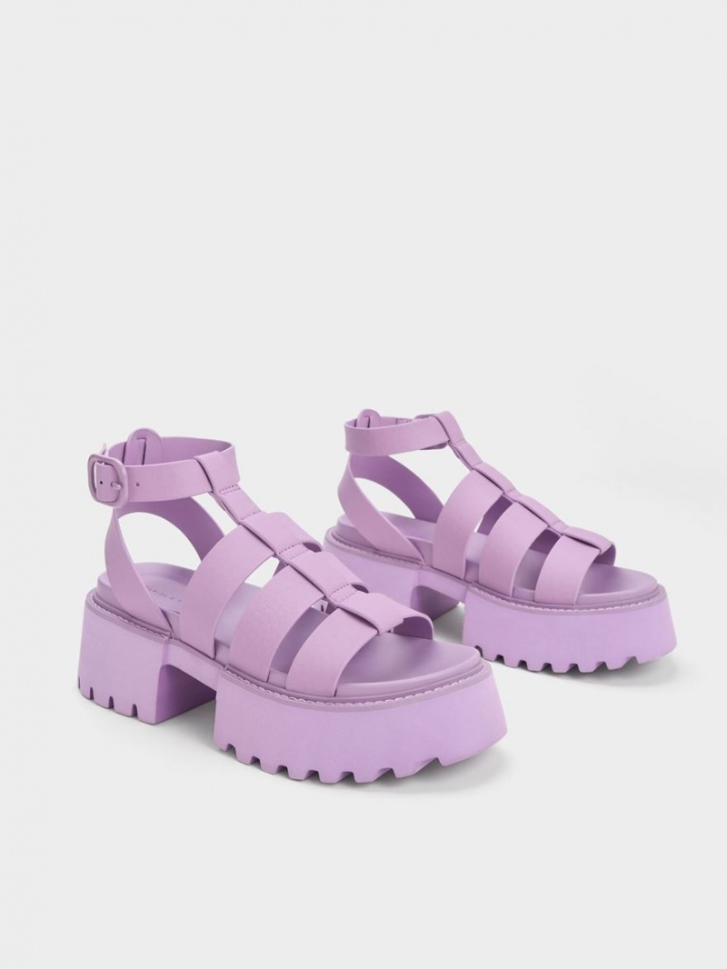 Sandale cu Platforma Charles & Keith Nadine Gladiator Violet | 624ETAQNZ