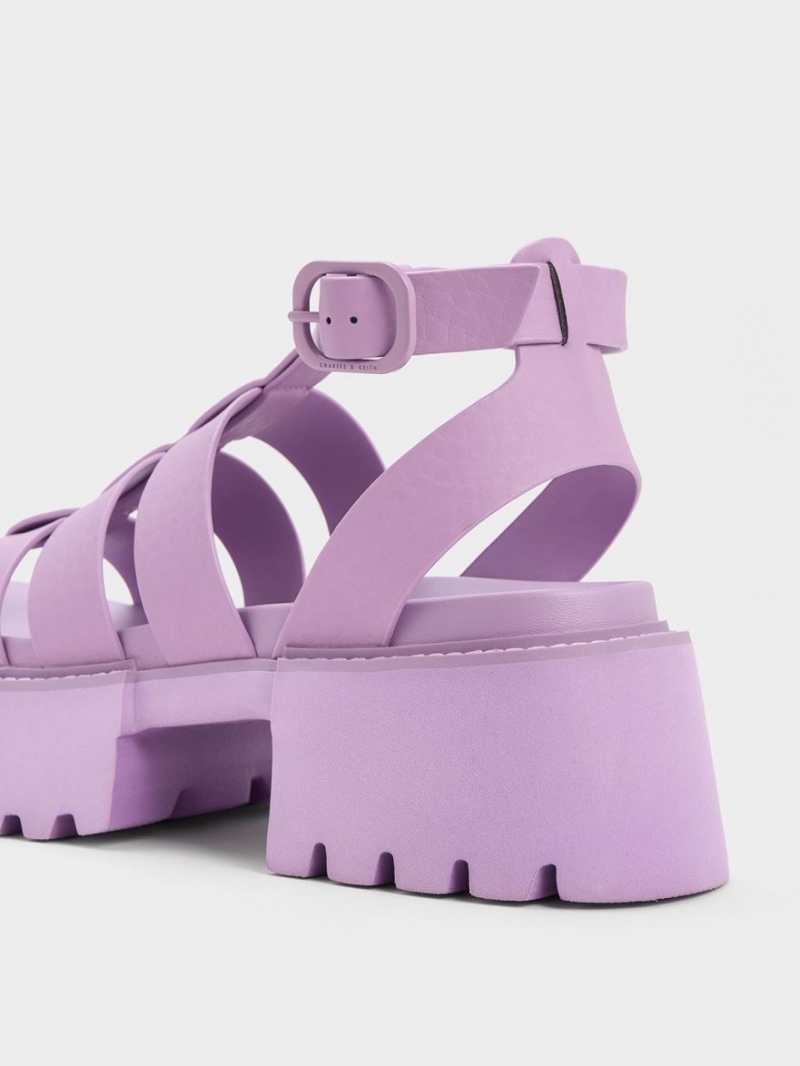 Sandale cu Platforma Charles & Keith Nadine Gladiator Violet | 624ETAQNZ