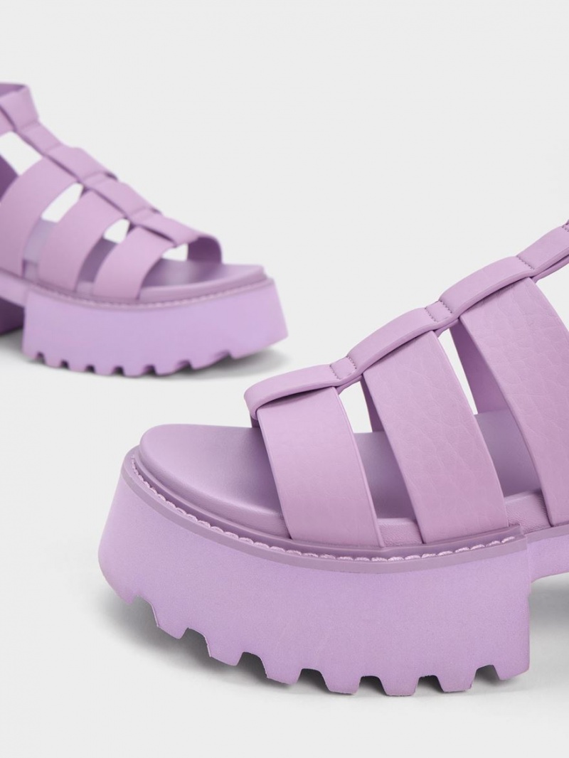 Sandale cu Platforma Charles & Keith Nadine Gladiator Violet | 624ETAQNZ