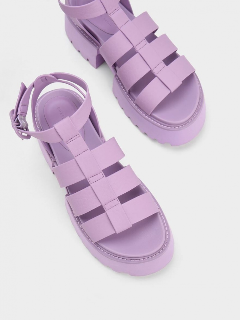 Sandale cu Platforma Charles & Keith Nadine Gladiator Violet | 624ETAQNZ
