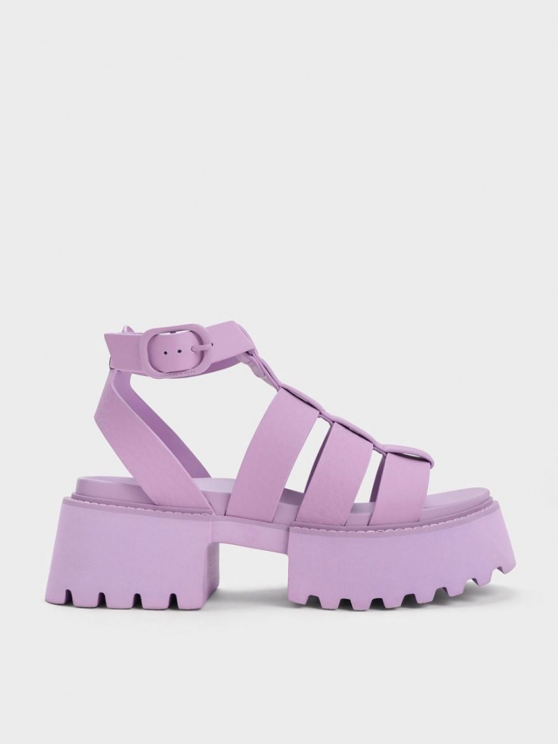 Sandale cu Platforma Charles & Keith Nadine Gladiator Violet | 624ETAQNZ