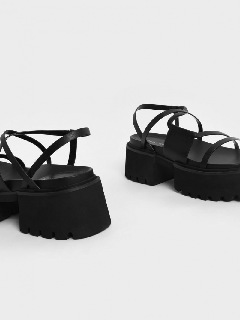 Sandale cu Platforma Charles & Keith Nadine Cu Bretele Negrii | 901ONIGUZ