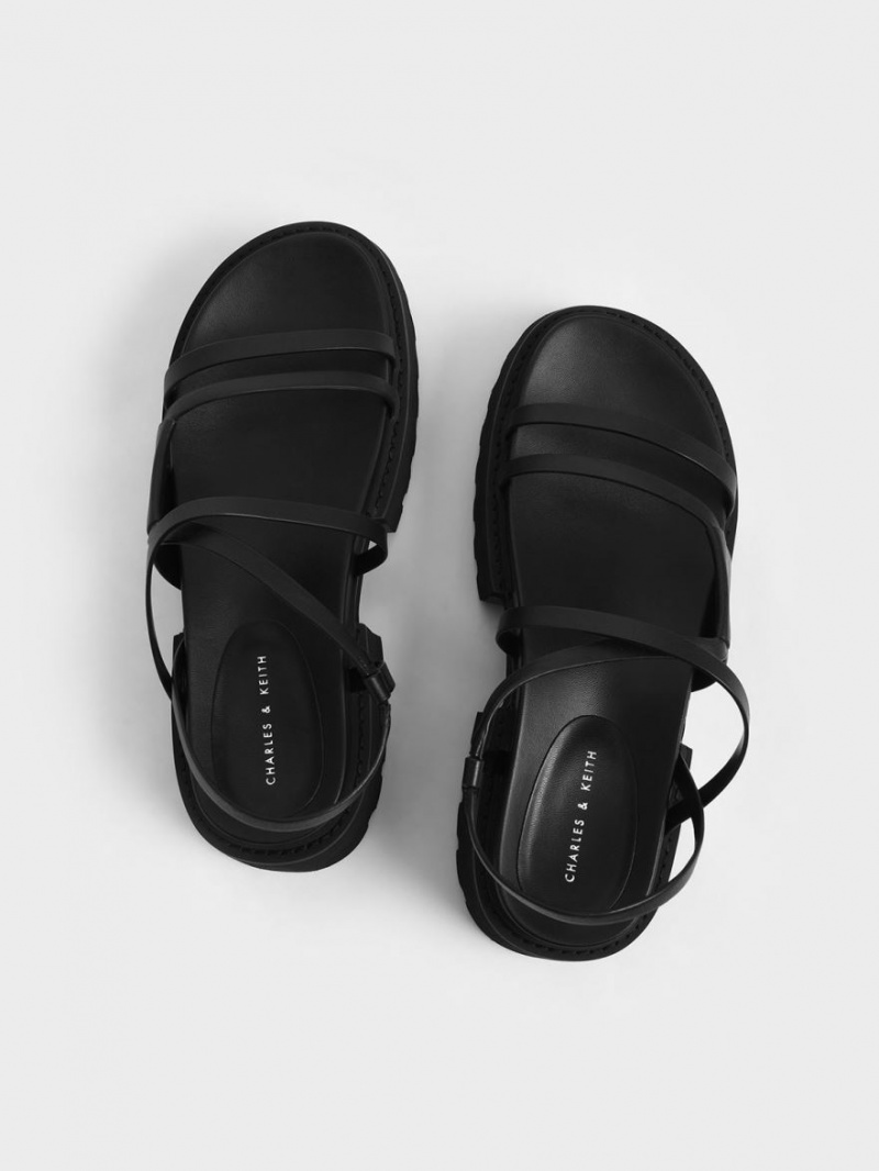 Sandale cu Platforma Charles & Keith Nadine Cu Bretele Negrii | 901ONIGUZ