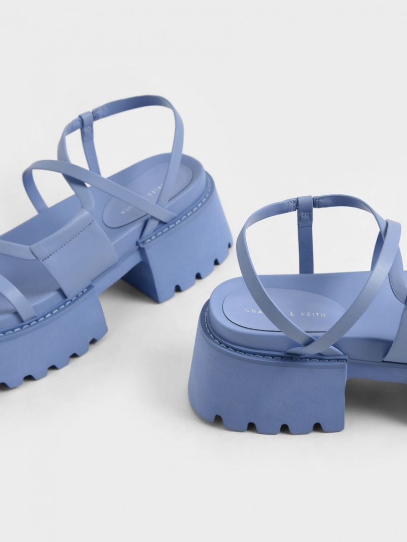 Sandale cu Platforma Charles & Keith Nadine Cu Bretele Albastri | 540JSEPCX