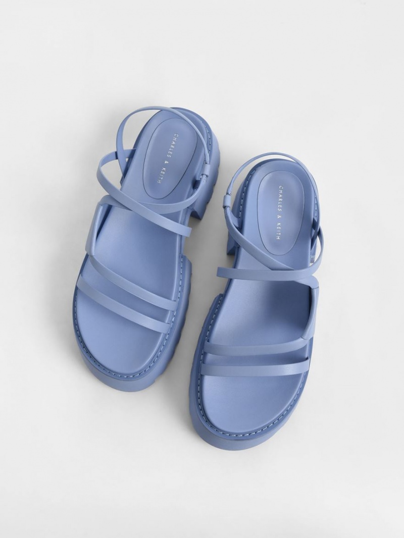 Sandale cu Platforma Charles & Keith Nadine Cu Bretele Albastri | 540JSEPCX