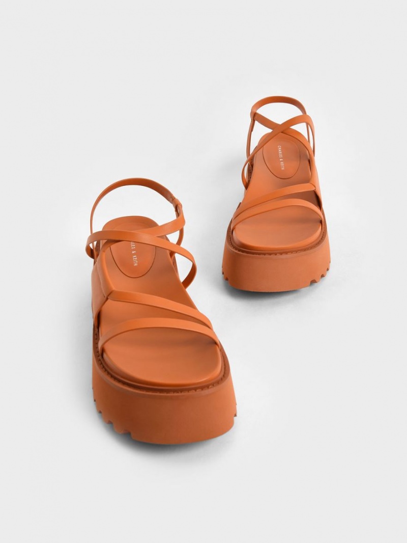 Sandale cu Platforma Charles & Keith Nadine Cu Bretele Portocalii | 540BREJKM