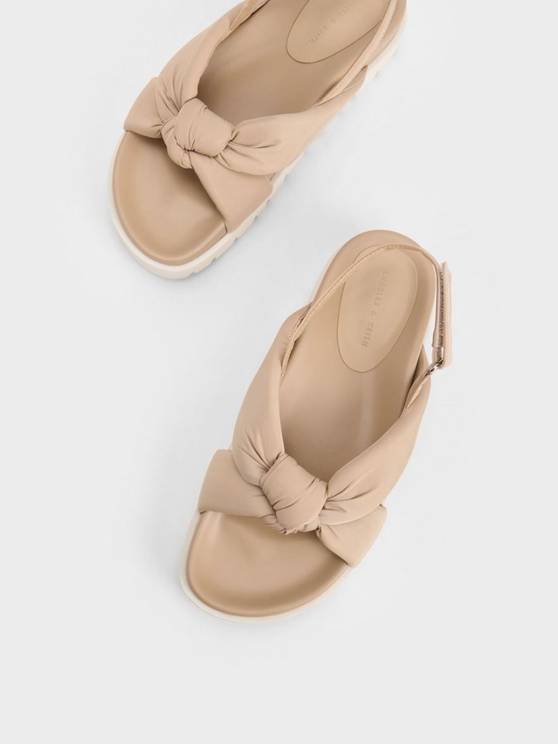 Sandale cu Platforma Charles & Keith Nailon Knotted Bej | 390WYRALM