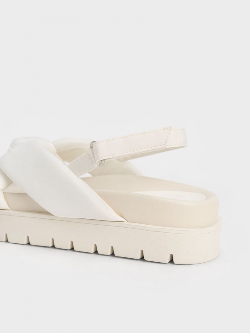 Sandale cu Platforma Charles & Keith Nailon Knotted Albi | 410IXZHGT