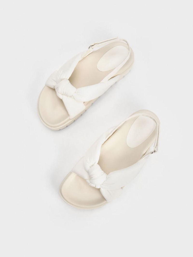 Sandale cu Platforma Charles & Keith Nailon Knotted Albi | 410IXZHGT