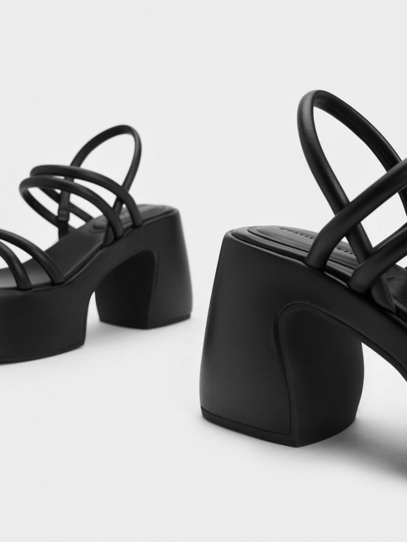 Sandale cu Platforma Charles & Keith Nerissa Tubular​ Negrii | 510WHELMN