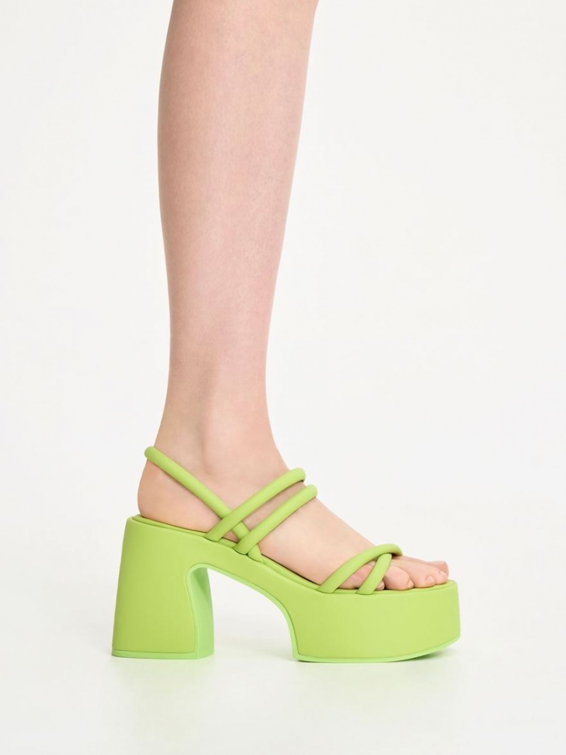 Sandale cu Platforma Charles & Keith Nerissa Tubular​ Verzi Deschis | 479OPVWDI