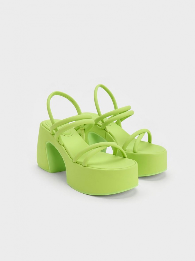 Sandale cu Platforma Charles & Keith Nerissa Tubular​ Verzi Deschis | 479OPVWDI