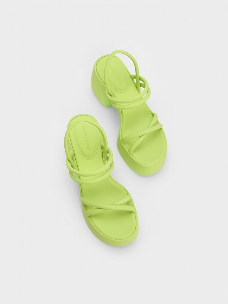 Sandale cu Platforma Charles & Keith Nerissa Tubular​ Verzi Deschis | 479OPVWDI