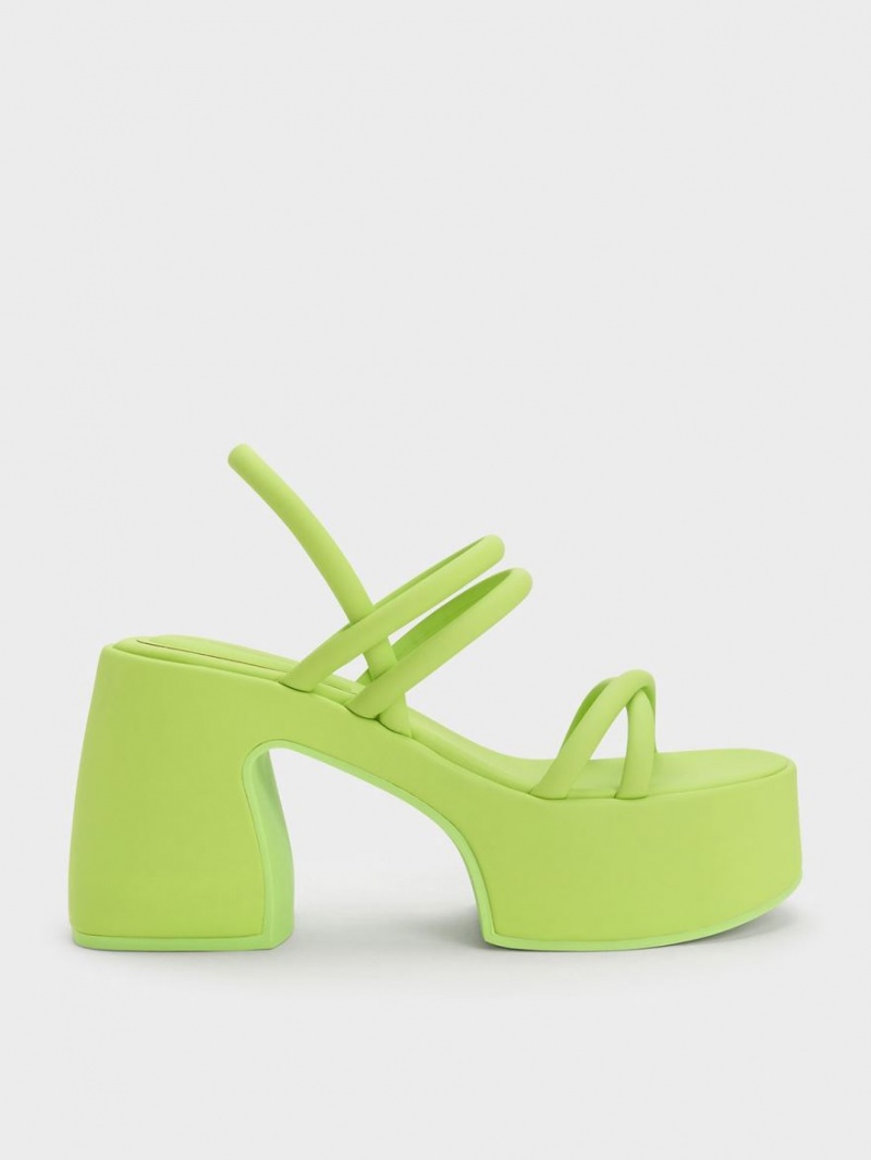 Sandale cu Platforma Charles & Keith Nerissa Tubular​ Verzi Deschis | 479OPVWDI