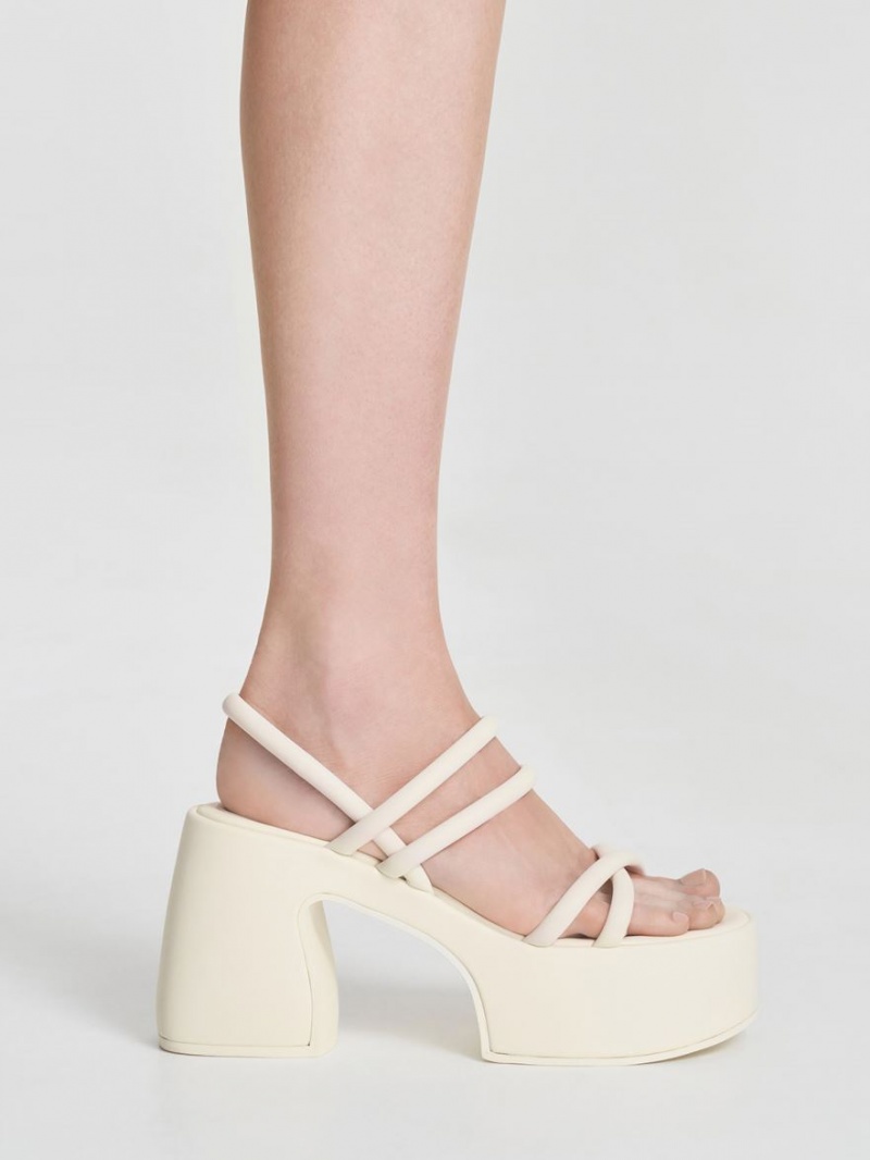 Sandale cu Platforma Charles & Keith Nerissa Tubular​ Albi | 912EIDZNY