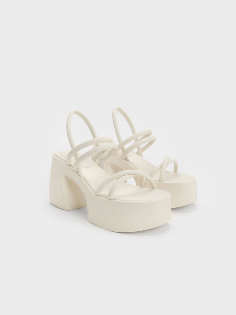 Sandale cu Platforma Charles & Keith Nerissa Tubular​ Albi | 912EIDZNY