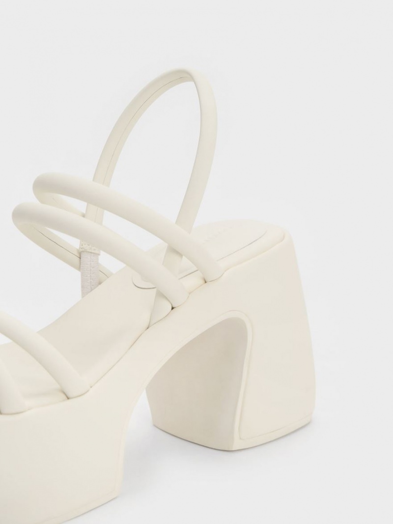 Sandale cu Platforma Charles & Keith Nerissa Tubular​ Albi | 912EIDZNY