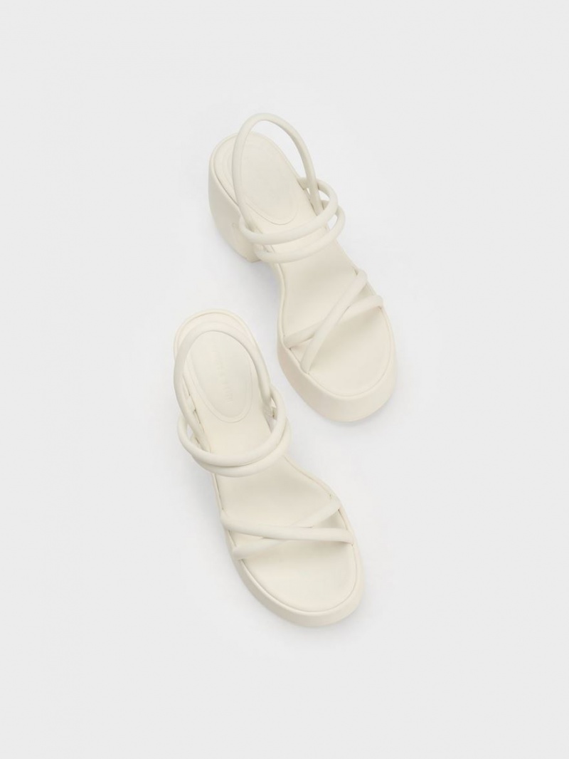 Sandale cu Platforma Charles & Keith Nerissa Tubular​ Albi | 912EIDZNY