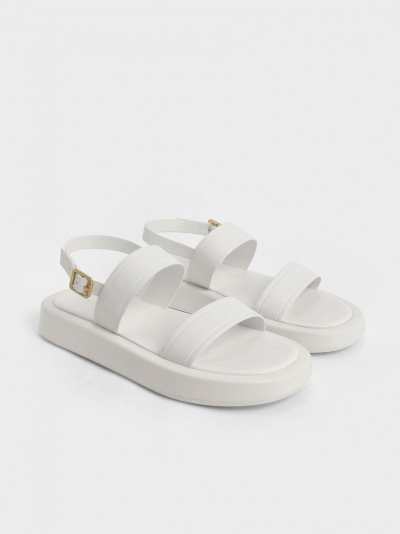 Sandale cu Platforma Charles & Keith Open Bombeu Slingback Albi | 902UWLHNQ