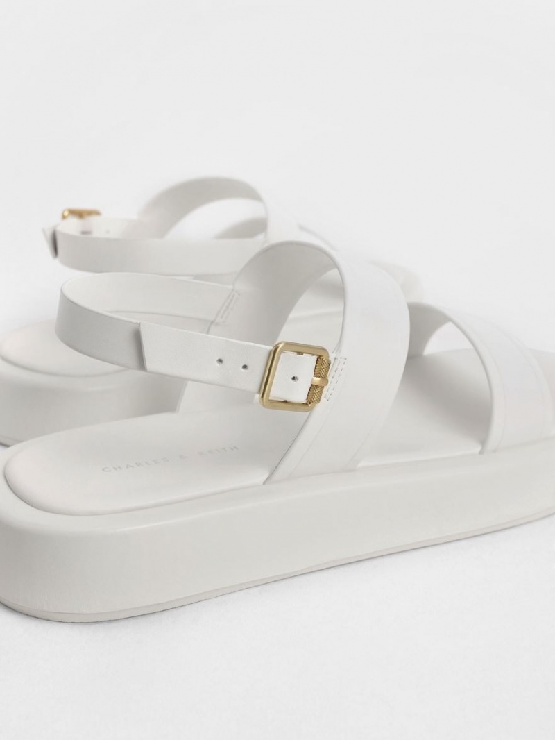 Sandale cu Platforma Charles & Keith Open Bombeu Slingback Albi | 902UWLHNQ