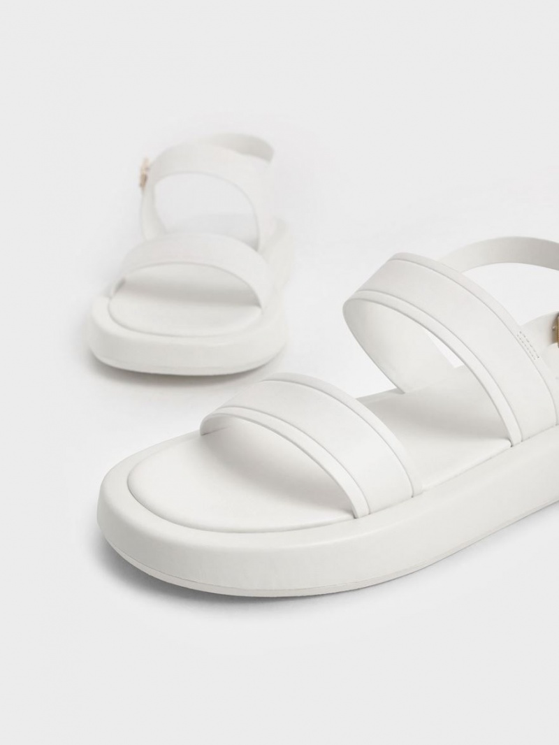 Sandale cu Platforma Charles & Keith Open Bombeu Slingback Albi | 902UWLHNQ
