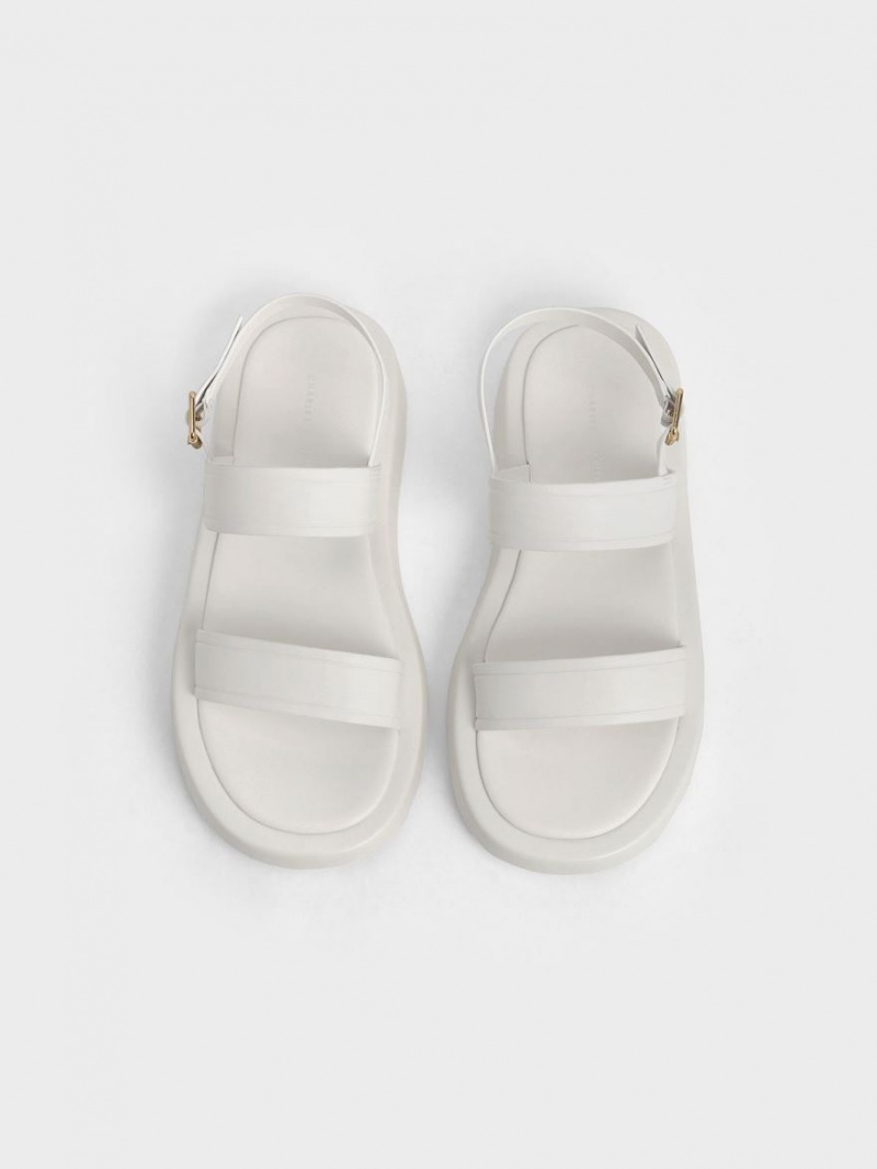 Sandale cu Platforma Charles & Keith Open Bombeu Slingback Albi | 902UWLHNQ