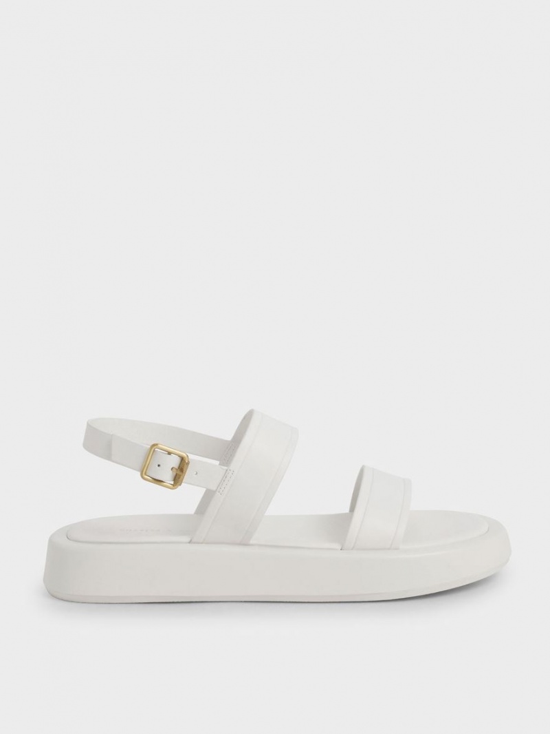 Sandale cu Platforma Charles & Keith Open Bombeu Slingback Albi | 902UWLHNQ
