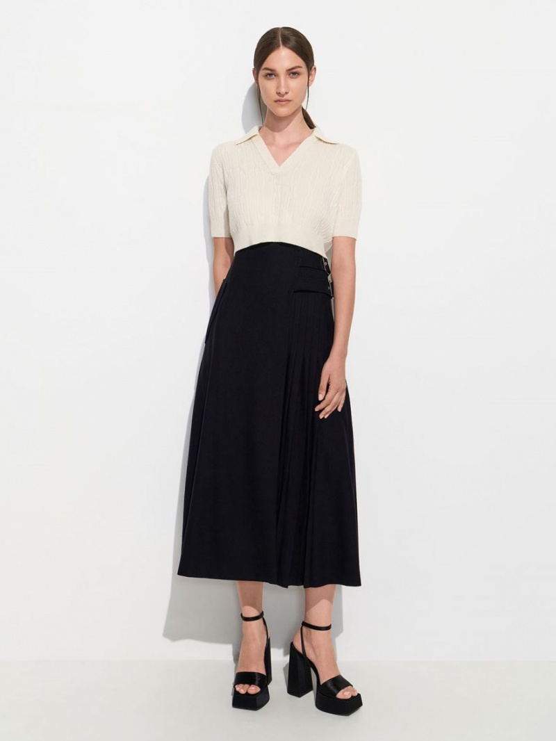 Sandale cu Platforma Charles & Keith Recycled Polyester Ankle-Curea Negrii | 658RNAGFQ