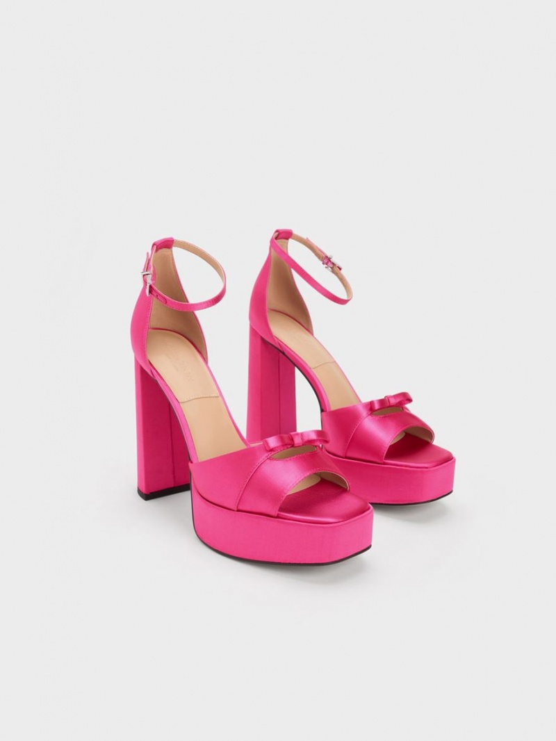 Sandale cu Platforma Charles & Keith Verona Recycled Polyester Roz | 602SMTUYG