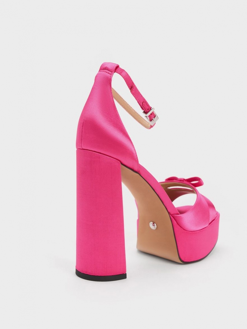 Sandale cu Platforma Charles & Keith Verona Recycled Polyester Roz | 602SMTUYG
