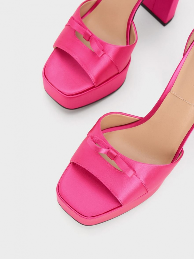 Sandale cu Platforma Charles & Keith Verona Recycled Polyester Roz | 602SMTUYG