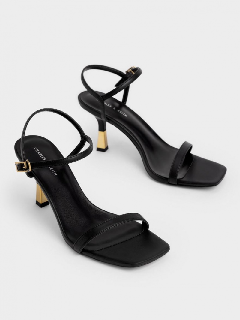 Sandale cu Toc Charles & Keith Ankle-Curea Negrii | 753MAHQGE
