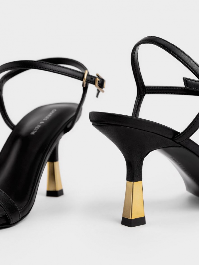 Sandale cu Toc Charles & Keith Ankle-Curea Negrii | 753MAHQGE