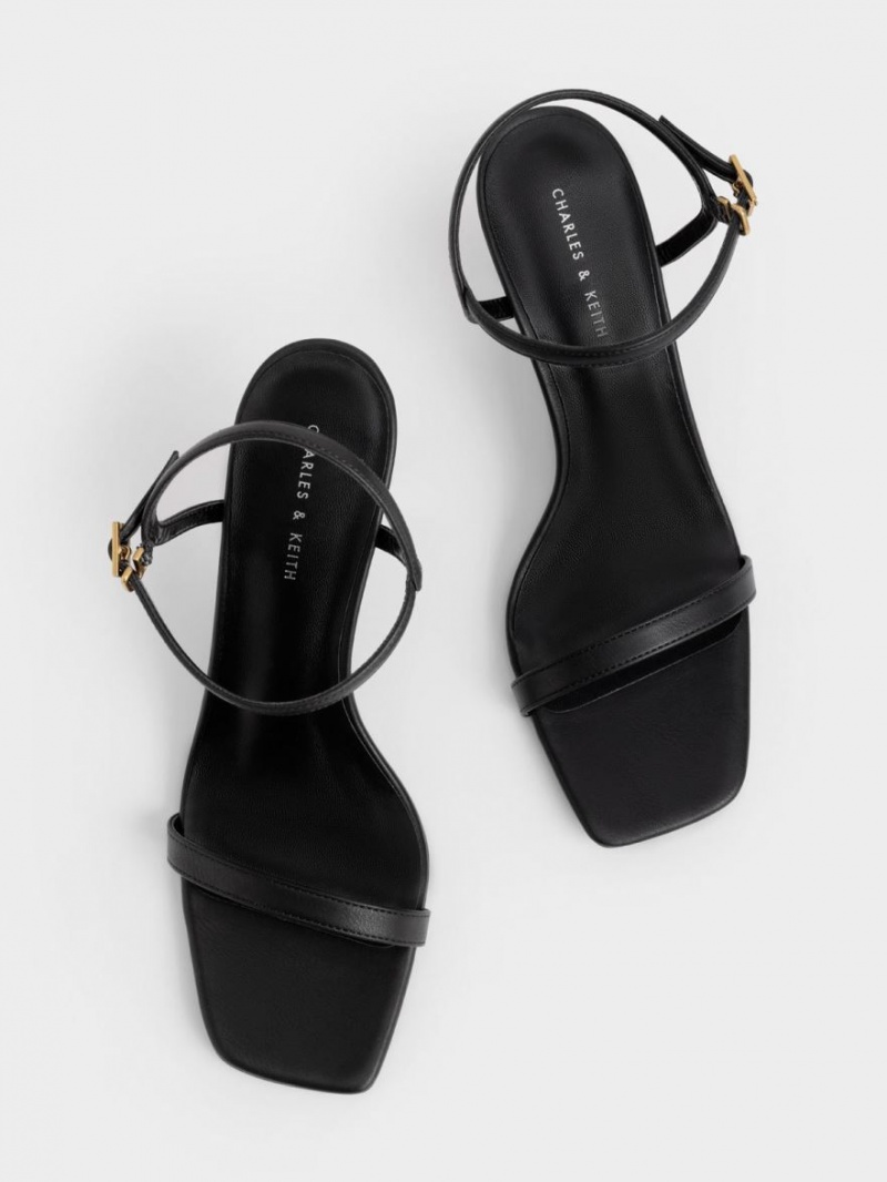 Sandale cu Toc Charles & Keith Ankle-Curea Negrii | 753MAHQGE