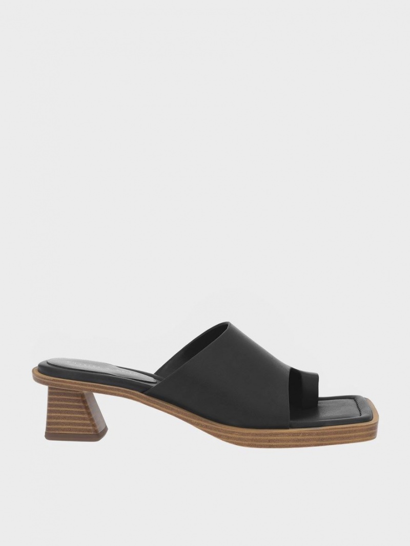 Sandale cu Toc Charles & Keith Bombeu Ring Stacked Negrii | 754DYQFVA